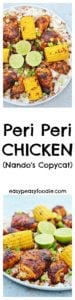 This easy version of Nando’s Peri Peri Chicken can be on your table in well under an hour. Serve with my coconut lime rice and corn on the cob for a feast that looks fancy, but is actually really easy peasy – promise I won’t tell! #Nandos #PeriPeri #Chicken #PeriPeriChicken #GlutenFree #DairyFree #FreeFromHarvest #FreeFromGang