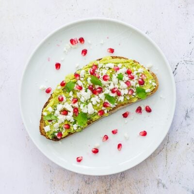 Avocado Toast with Feta and Pomegranate Seeds