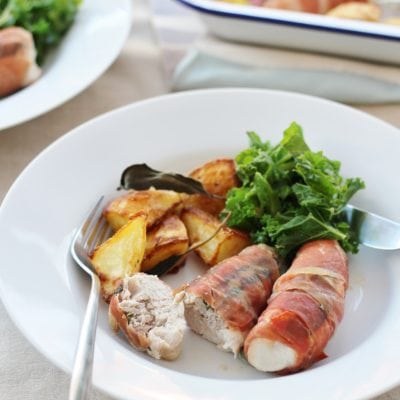 Prosciutto Wrapped Turkey Mini Fillets with Sage and Sausage Stuffing