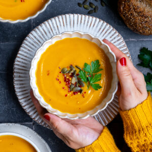 Pumpkin and Sweet Potato Soup Hero