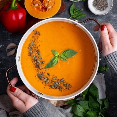 Roasted Butternut Squash and Red Pepper Soup Hero