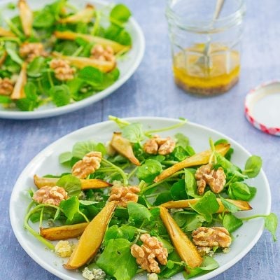 Roasted Pear, Stilton and Walnut Salad