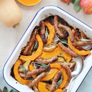 Sausage, Squash, Apple and Sage Traybake