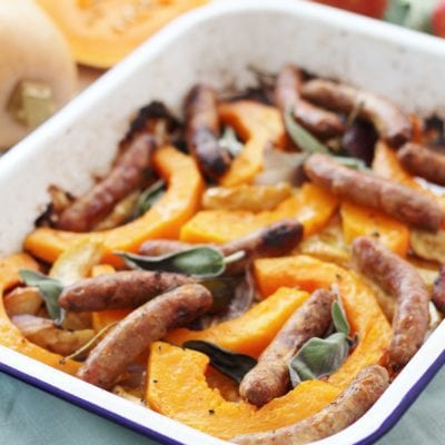 Sausage, Squash, Apple and Sage Traybake