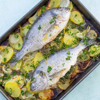 Sea Bream, Fennel and Potato Traybake