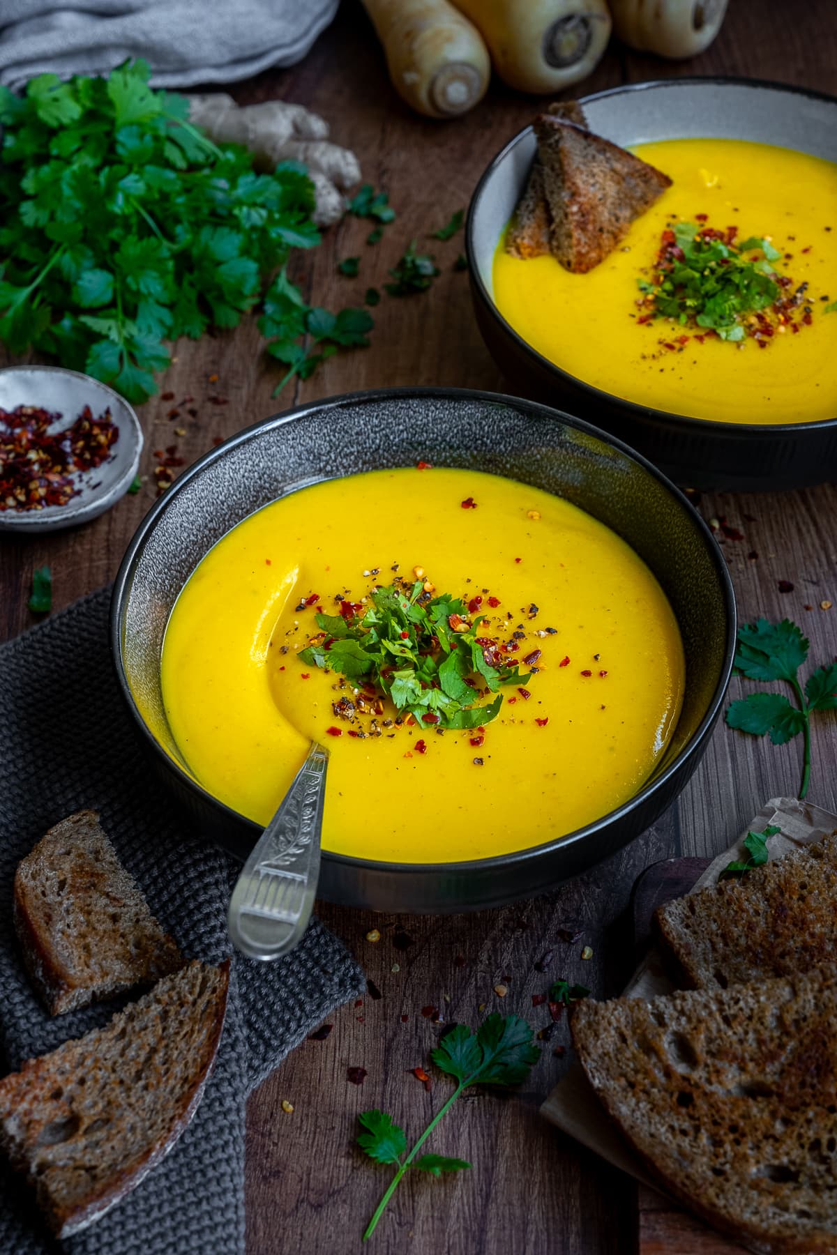 2 bowls of Spicy Parsnip Soup