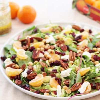 Sprout Salad with Cranberries, Pecan Nuts and Clementines