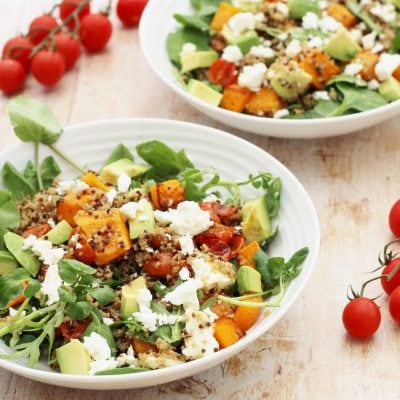 Roasted Squash, Quinoa, Avocado and Feta Salad