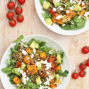 Roasted Squash, Quinoa, Avocado and Feta Salad