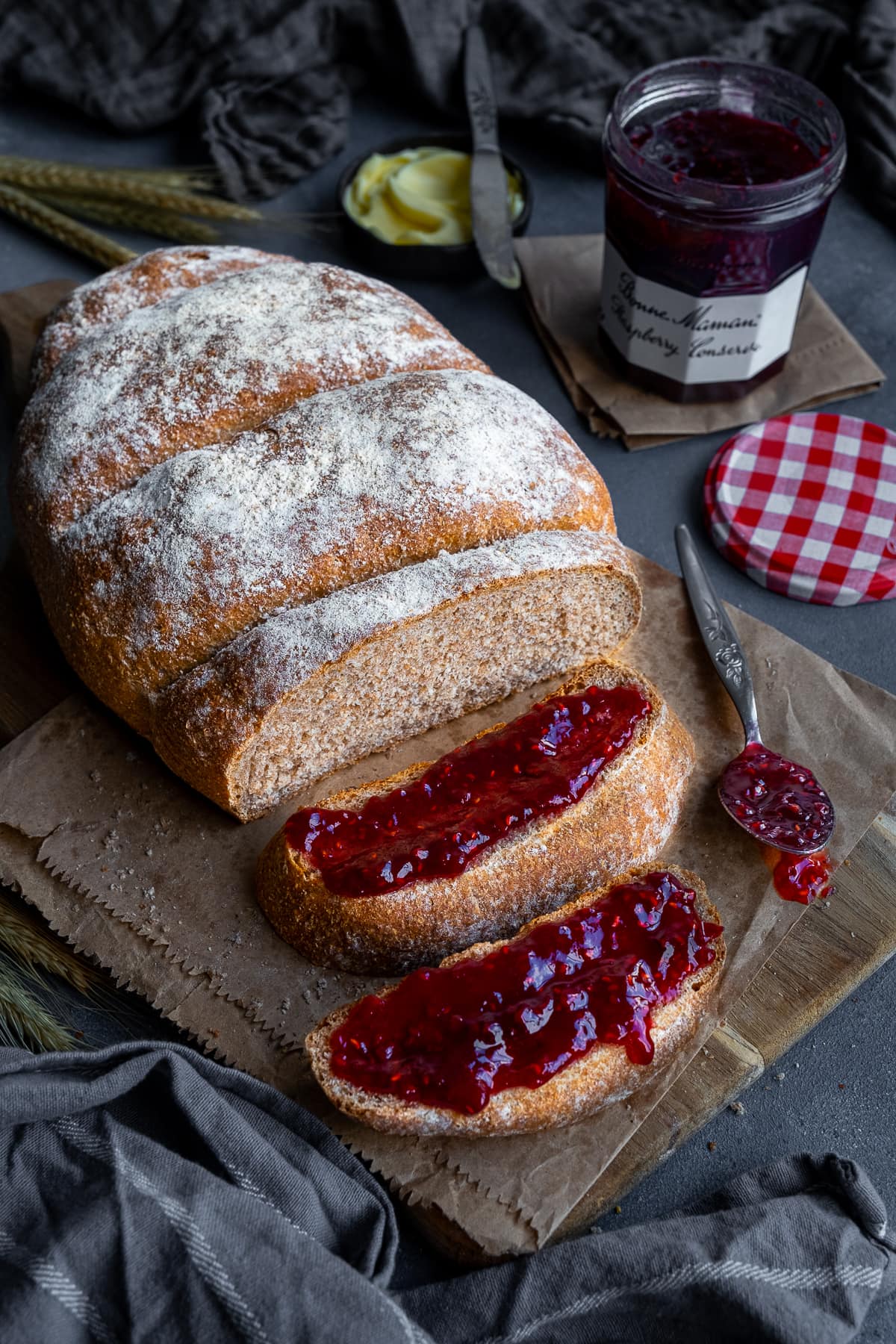 Super Simple Wholemeal Bread with Bonne Maman Raspberry Jam