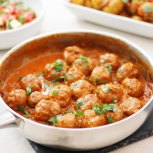 Turkey Tikka Masala Meatballs with Bombay New Potatoes