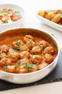 Turkey Tikka Masala Meatballs with Bombay New Potatoes