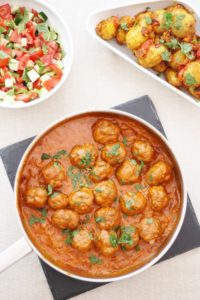 Turkey Tikka Masala Meatballs with Bombay New Potatoes