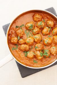 Turkey Tikka Masala Meatballs with Bombay New Potatoes