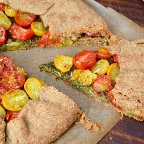 Tomato Galette with Homemade Basil Pesto