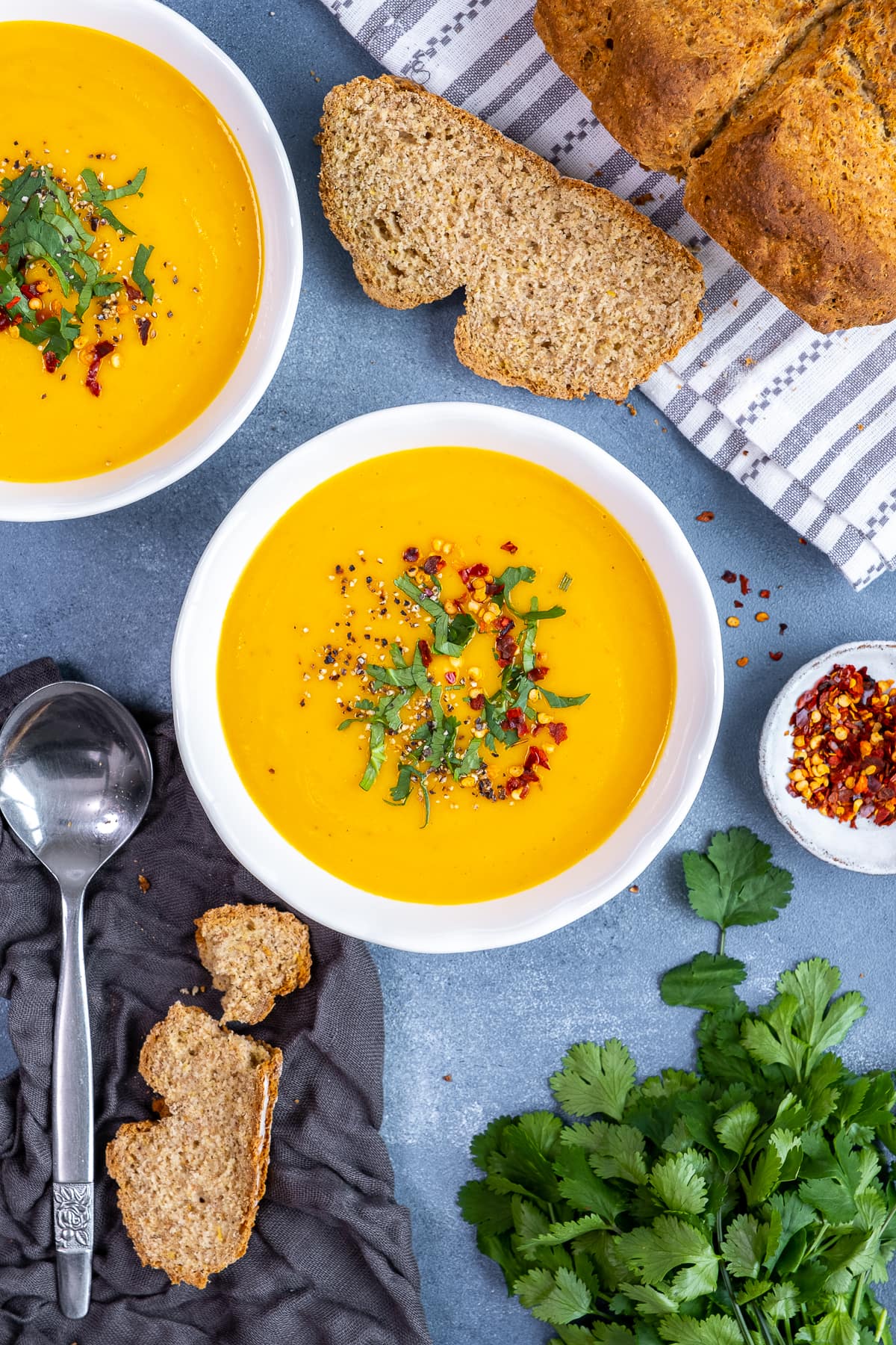 Soda bread with carrot and parsnip soup