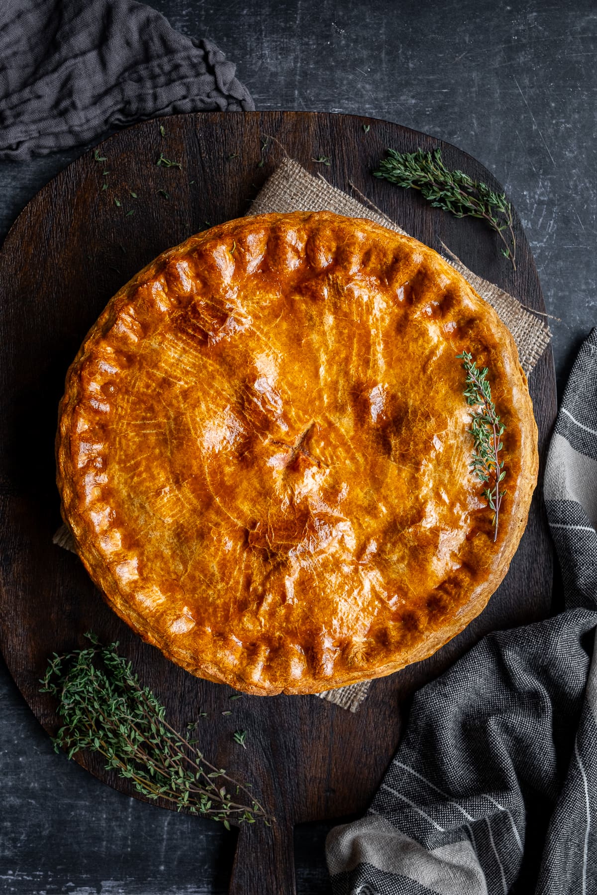 Overhead shot of Suet Crust Steak Pie