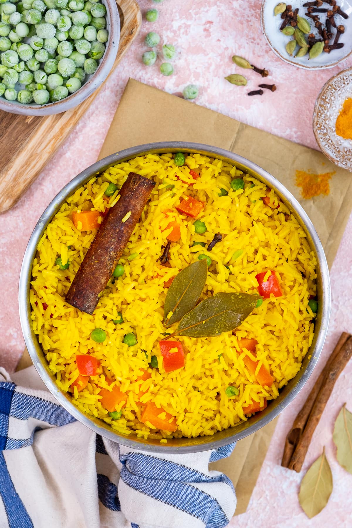 Vegetable Pilau Rice in the pan