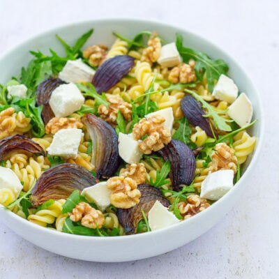 Warm Goat’s Cheese, Red Onion and Walnut Pasta Salad